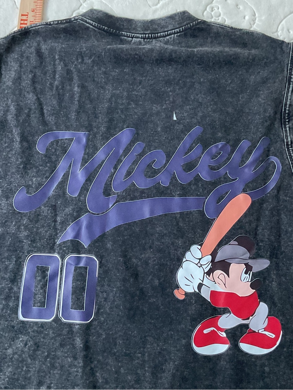 Black Mickey Graphic Tank Top with Purple Script